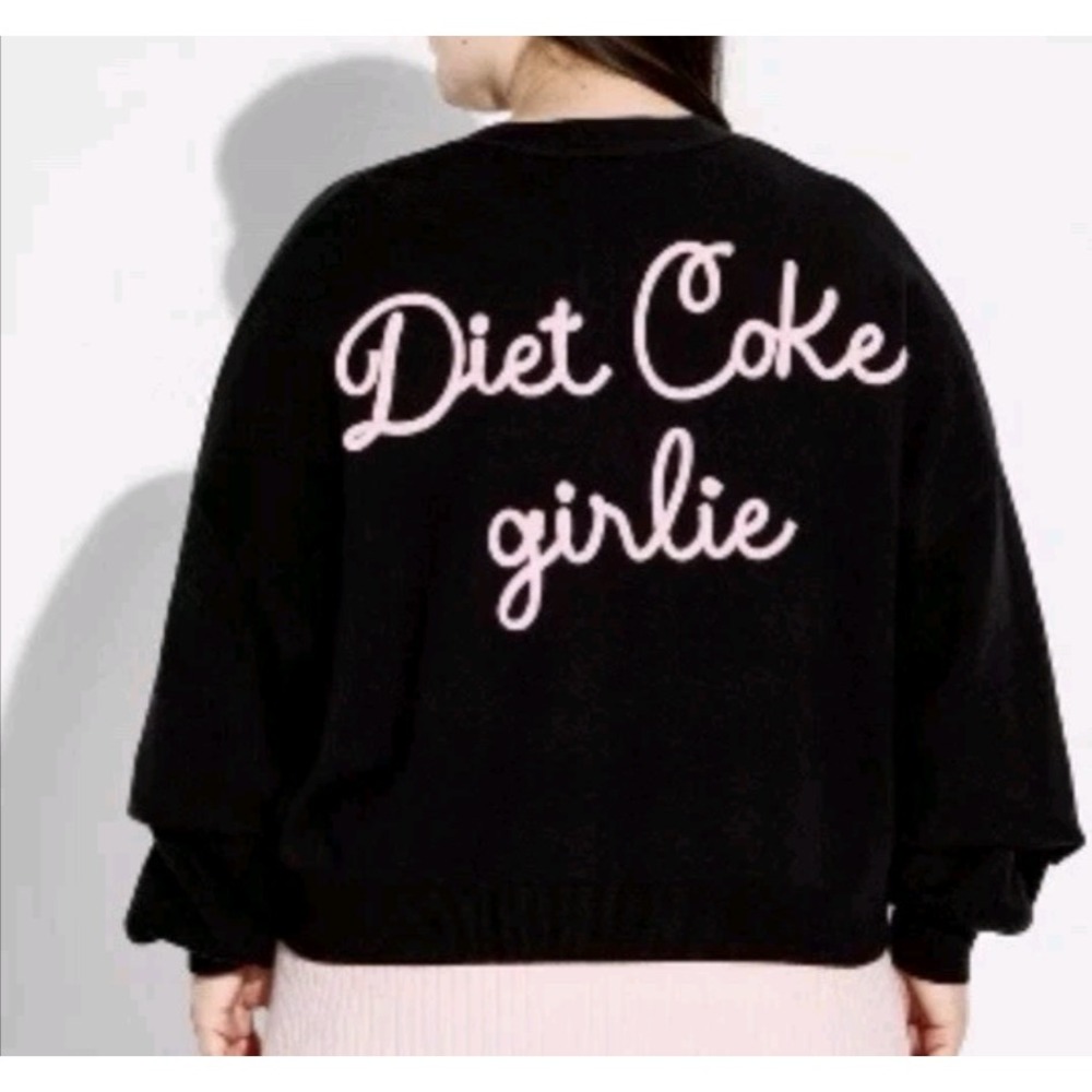 Diet Coke Girlie Black Cardigan Sweatshirt XXS Women Bow Logo Button
